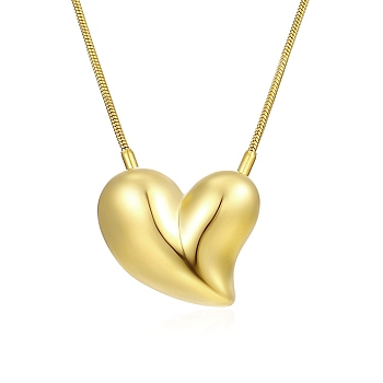 304 Stainless Steel Pendant Necklaces, Heart, Golden, 20.24 inch(51.4cm)