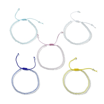 Glass Seed Braided Bead Bracelet for Women, Mixed Color, Inner Diameter: 1-7/8~2-7/8 inch(4.8~7.2cm)