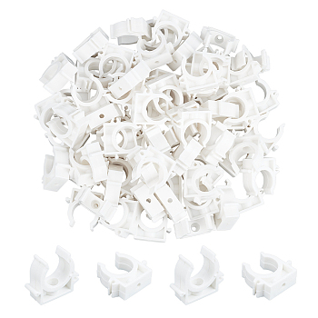 Plastic Pipe Clips, Tubing Clamps, White, 38.5x42x15mm, Hole: 4.5mm