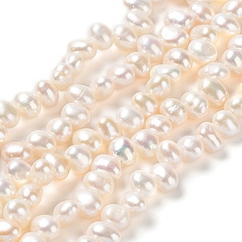 Natural Cultured Freshwater Pearl Beads Strands, Grade 6A, Rice, PapayaWhip, 5~6x4~5mm, Hole: 0.5mm, about 77pcs/strand, 14.02 inch(35.6cm)