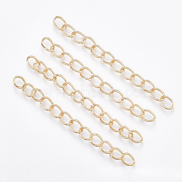 Iron Chain Extender, Curb Chains, Nickel Free, Light Gold, 50mm, Link: 5~5.5x3.5~4x0.8mm(X-IFIN-T007-10KC-NF)