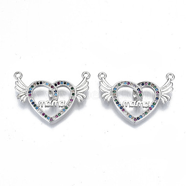 Real 16K Gold Plated Colorful Heart Brass+Cubic Zirconia Links