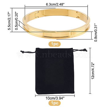 1Pc Stainless Steel Grooved Bangles(STAS-UN0042-50A-G)-3