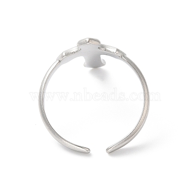304 Stainless Steel Cross Open Cuff Ring for Women(RJEW-K245-32P)-2