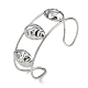 Non-Tarnish 304 Stainless Steel Wide Hollow Textured Horse Eye Opaen Cuff Bangles(BJEW-Q348-06P-01)-1