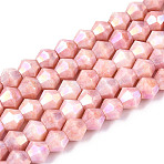 Anti-Tarnish Electroplate Bicone Glass Beads Strands, Imitation Gemstone, AB Color Plated, Faceted, Dark Salmon, 4x4.2~4.5mm, Hole: 0.8mm, about 94~96pcs/strand, 14.76~15.16''(37.5~38.5cm)(X-EGLA-T021-4mm-16-05)