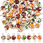 48Pcs 8 Styles Synthetic Amber Links Connector Charms, Round, with 304 Stainless Steel Eye Pins, Mixed Color, Platinum & Golden, 12.5x7~7.5mm, Hole: 3mm, 6pcs/style(PALLOY-FH00133)