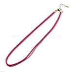 Nylon Milan Cord Necklace Making, with Brass Findings and Stainless Steel Claw Lobster Clasps, Golden, Long-Lasting Plated, Deep Pink, 17.91~18.31 inch(45.5~46.5cm)(MAK-M028-01G-26)