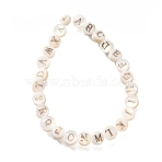 26Pcs 26 Styles Natural White Shell Disc Beads with Brass Slices, Letter A~Z, Golden, Creamy White, 5.5x4mm, Hole: 0.9mm, 1pc/style(BSHE-Z008-10)