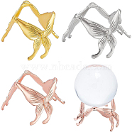 3Pcs 3 Colors Butterfly Crystal Ball Display Stand Alloy Metal Base, Crystal Sphere Stand for Home Decoration, Mixed Color, 6.1x6.3x4.4cm, Inner Diameter: 4.4x4.2cm, 1pc/color(ODIS-BC0001-11)