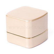 Square Plastic Jewelry Pendant Boxes, with Velvet and LED Light, PapayaWhip, 6.5x6.7x5.6cm(OBOX-F005-02C)