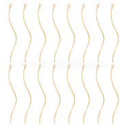 16Pcs Brass Pendants, Twist Wave Charms, for Earring Making, Real 14K Gold Plated, 53x2.5x1mm, Hole: 1mm(KK-BC0011-62G)