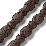 Fish Dyed Natural Lava Rock Beads Strands, Coconut Brown, 21.5x12x6mm, Hole: 1.6mm, about 19pcs/strand, 16.14''(41cm)(G-O126-01A-02)