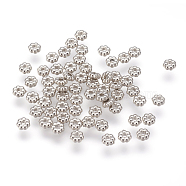 Flower CCB Plastic Spacer Beads, Platinum, 4x1.5mm, Hole: 1mm(CCB-J028-70P)