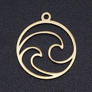 201 Stainless Steel Laser Cut Pendants, Flat Round with Auspicious Cloud, Golden, 20x17.5x1mm, Hole: 1.4mm(STAS-S105-T966-2)