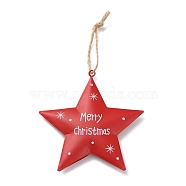 Christmas Theme Iron Big Pendant Decoration, Hemp Rope Christmas Tree Party Hanging Ornaments, Star, 175mm(IFIN-D089-01B)