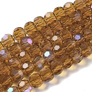 Electroplate Transparent Glass Beads Strands, Faceted, Round, Rainbow Plated, Dark Goldenrod, 6mm, Hole: 1mm, about 98~100pcs/strand, 20.39~20.59 inch(51.8~52.3cm)(EGLA-A035-T6mm-L04)