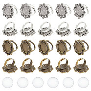 DIY Blank Dome Ring Making Kit, Including Flower Adjustable Zinc Alloy Bezel Cup Ring Settings, Glass Cabochons, Mixed Color, 24Pcs/box(FIND-UN0002-39)