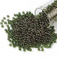 TOHO Round Seed Beads, Japanese Seed Beads, (324) Gold Luster Moss Green, 8/0, 3mm, Hole: 1mm, about 222pcs/10g(X-SEED-TR08-0324)
