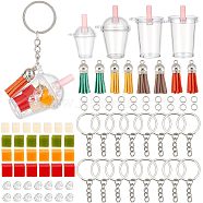 DIY Cup Charm Keychain Making Kit, Including Plastic & Tassel Pendants, Iron Split Key Rings, Plastic Imitation Fruit Slice, Acrylic Beads, Mixed Color, 130Pcs/set(DIY-OC0009-31)