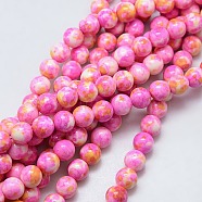 Synthetic Ocean White Jade Beads Strands, Dyed, Round, Deep Pink, 8mm, Hole: 1mm, about 52pcs/strand, 15.35 inch(G-L019-8mm-02)