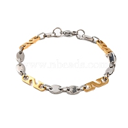 304 Stainless Steel Link Chain Bracelets, with 201 Stainless Steeel Findings, Golden & Stainless Steel Color, 8-1/2 inch(21.5cm)(BJEW-B078-121GP)