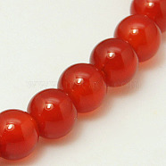 Natural Carnelian Beads Strands, Dyed & Heated, Grade A, Round, 8mm, Hole: 1mm, about 48pcs/strand, 15.5 inch(G-G338-8mm-01)