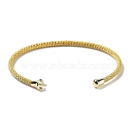 Stainless Steel Cuff Bangle Making, with Golden Tone Brass Finding, for Half Drilled Beads, Gold, Inner Diameter: 1-3/4x2-3/8 inch(4.6x6cm), Pin: 1mm(MAK-C004-01G-01)