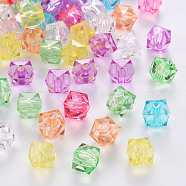 Transparent Acrylic Beads, Faceted, Cube, Mixed Color, 12x12x10mm, Hole: 1.5mm(X-TACR-Q259-12mm-V)