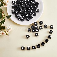 20Pcs Black Cube Letter Silicone Beads 12x12x12mm Square Dice Alphabet Beads with 2mm Hole Spacer Loose Letter Beads for Bracelet Necklace Jewelry Making, Letter.G, 12mm, Hole: 2mm(JX433G)