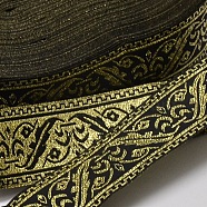 Polyester Ribbons, with Tree Pattern, Jacquard Ribbon, Black, 1-1/4 inch(33mm), 33yards/roll(30.1752m/roll)(OCOR-L018-23A-33mm)