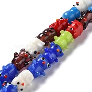 Handmade Lampwork Beads, Bumpy, Bear, Mixed Color, 14~17x10~14x11~13mm, Hole: 1.6~2mm, about 25pcs/strand, 14.57 inch(37cm)(LAMP-F020-23)