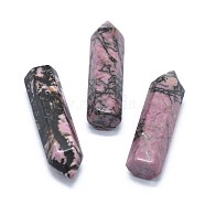 Natural Rhodonite Pointed Beads, Healing Stones, Reiki Energy Balancing Meditation Therapy Wand, No Hole/Undrilled, For Wire Wrapped Pendant Making, Bullet, 36.5~40x10~11mm(G-G795-02-19)