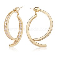 Clear Cubic Zirconia Curved Bar Dangle Stud Earrings, Brass Jewelry for Women, Golden, 38mm, Pin: 0.8mm(JE992A)