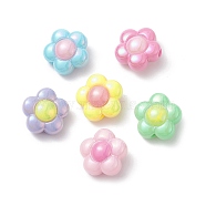 UV Plating Acrylic Beads, Iridescent, Flower, Mixed Color, 15.5x16x9mm, Hole: 3mm(X-PACR-R249-07)