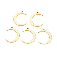 Ion Plating(IP) 201 Stainless Steel Pendants, Moon, Nickel Free, Real 18K Gold Plated, 25.5x20.5x1.5mm, Hole: 2mm(STAS-T063-174G)