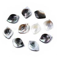 Natural Black Lip Shell Pendants, Petaline, 13~14x10x2~3mm, Hole: 0.8mm(SSHEL-S258-101A)