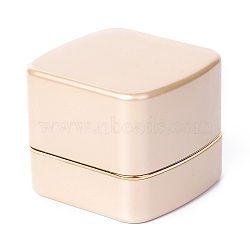 Square Plastic Jewelry Pendant Boxes, with Velvet and LED Light, PapayaWhip, 6.5x6.7x5.6cm(OBOX-F005-02C)