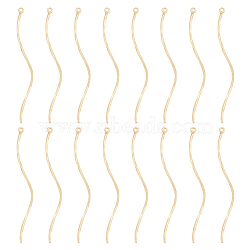 16Pcs Brass Pendants, Twist Wave Charms, for Earring Making, Real 14K Gold Plated, 53x2.5x1mm, Hole: 1mm(KK-BC0011-62G)