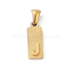 304 Stainless Steel Pendants, Golden, Rectangle with Letter Charm, Letter J, 17.5x6.5x3mm, Hole: 3x6mm(STAS-Z120-03J-G)