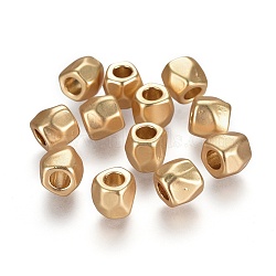 Alloy Beads, Lead Free & Nickel Free & Cadmium Free, Barrel, Real 18K Gold Plated, Matte Gold Color, 7x8mm, Hole: 3.3mm(X-TIBEB-A004-021MG-NR)
