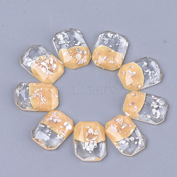 Two Tone Resin Cabochons, with Shell Chip, Faceted, Rectangle Octagon, Navajo White & Clear, 18x13x3.5~4mm(X-CRES-T014-06J)