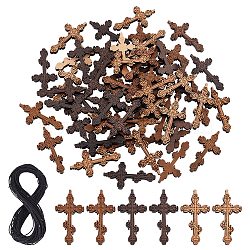 DIY Cross Pendant Necklace Making Kit, Including Wooden Pendants, Waxed Polyester Cord, Mixed Color, Pendants: 60Pcs/box(WOOD-NB0002-09)