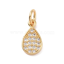 Brass Micro Pave Cubic Zirconia Pendants, teardrop, Golden, 11.5x7x1.5mm, Hole: 1mm(KK-I614-064G)