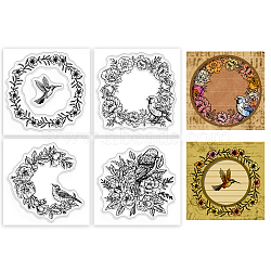 4Pcs 4 Styles PVC Stamp, for DIY Scrapbooking, Wreath, 55x55mm, 1pc/style(DIY-WH0487-0068)