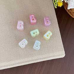 UV Plating Acrylic Alphabet Beads, Large Hole Beads, Imitation Jelly, Iridescent, Letter B, 19.8~21x8.7~20.5x13.6~13.8mm, Hole: 6.3mm(OACR-N163-42B)