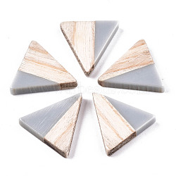 Opaque Resin & Wood Cabochons, Triangle, Silver, 15x14.5x3mm(CRES-N028-001A-B02)