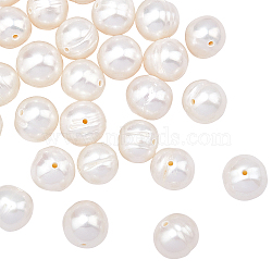 Natural Cultured Freshwater Pearl Beads Strands, Round, Antique White, 7.5~8x7~9mm, Hole: 0.7mm, about 23~24pcs/strand, 7.09 inch(18cm)(PEAR-NB0001-07)