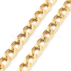 Oxidation Aluminum Curb Chains, Unwelded, with Spool, Oval, Golden, 16x11x2.8mm, 20m/roll(CHA-TAC0003-01G-C)