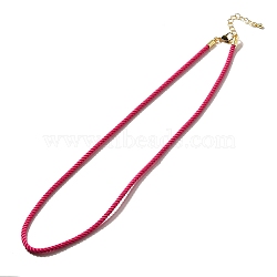 Nylon Milan Cord Necklace Making, with Brass Findings and Stainless Steel Claw Lobster Clasps, Golden, Long-Lasting Plated, Deep Pink, 17.91~18.31 inch(45.5~46.5cm)(MAK-M028-01G-26)